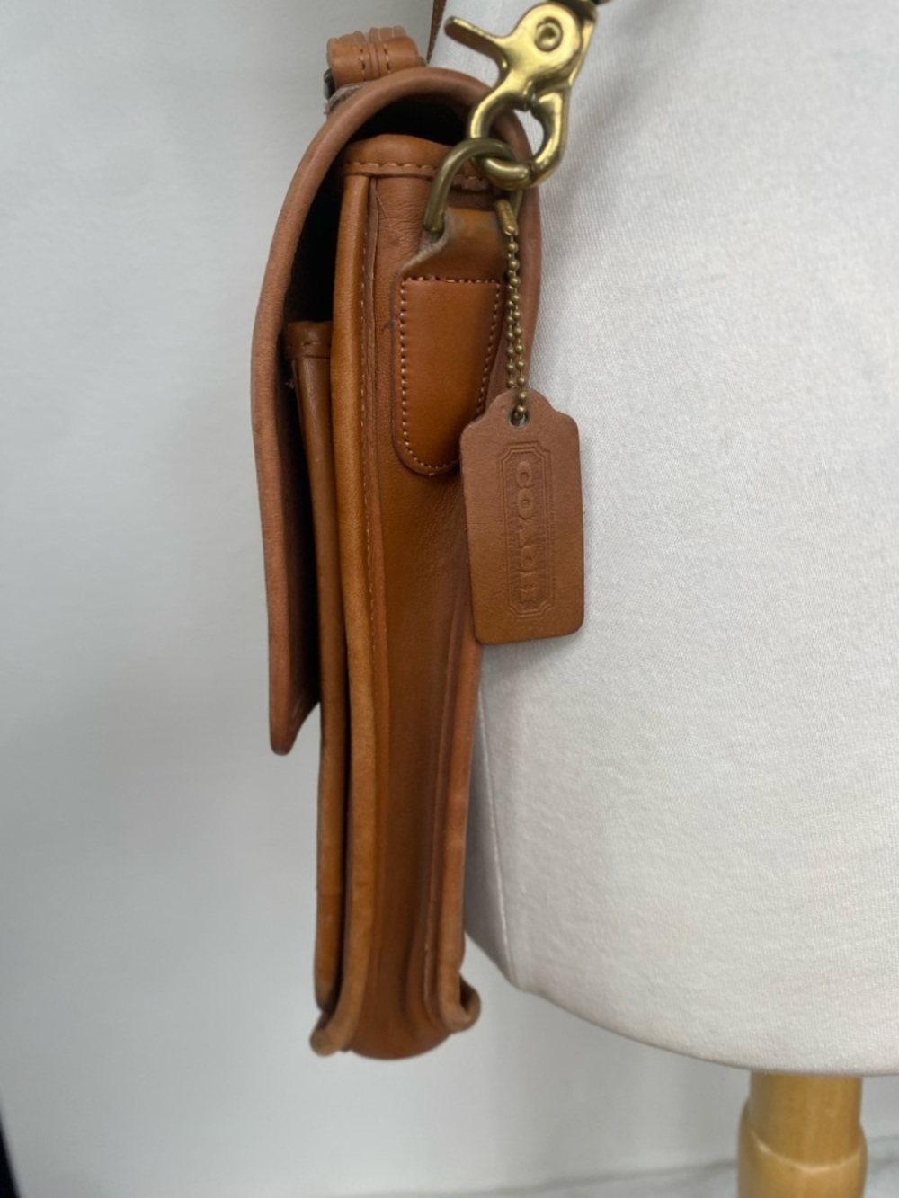 Vintage Coach Cognac Leather Station Bag With Removable Strap Classic Minimalist - Picture 3 of 16